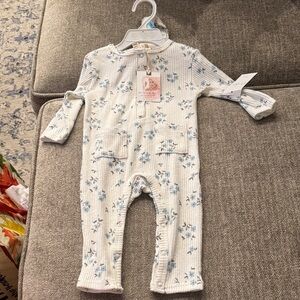 Jessica Simpson Blue and White Floral Kids Pajama Footies